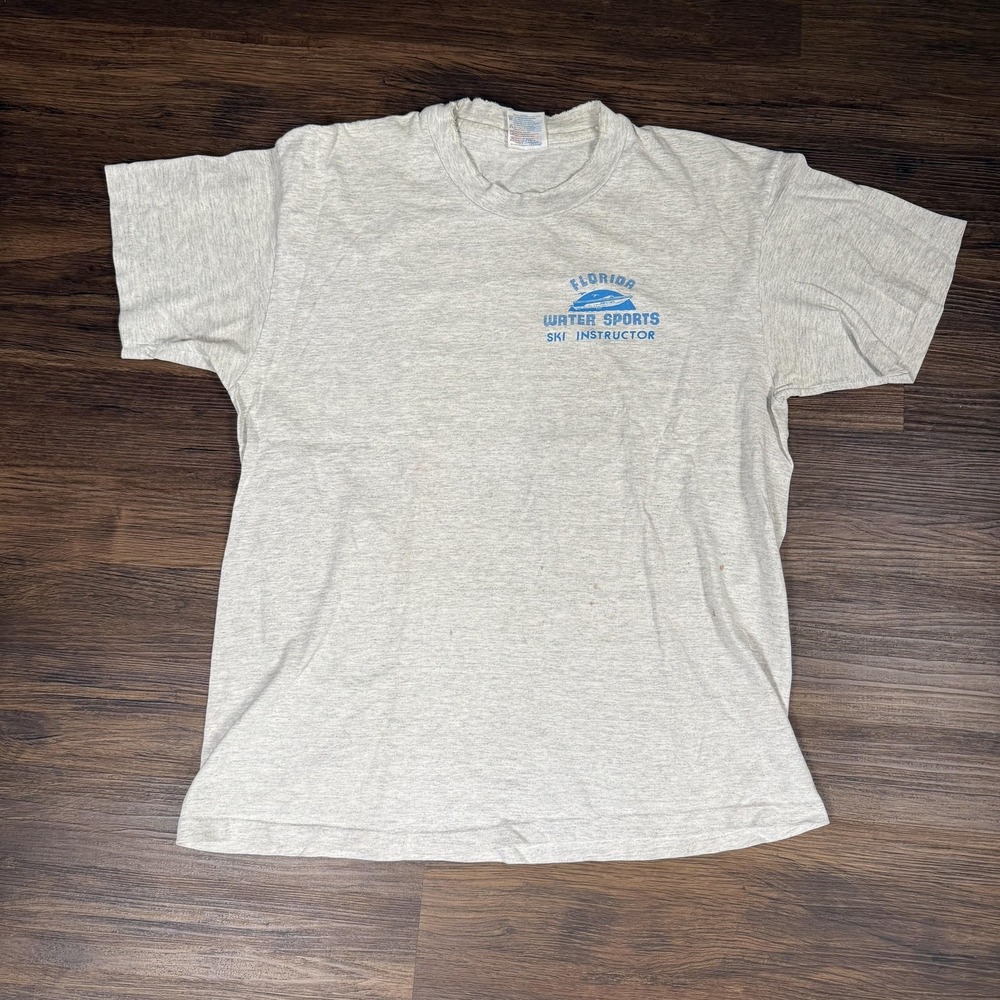 Vintage Florida Water Sports Shirt Mens Large Gray‎ Hanes Ski Instructor 90s Tee